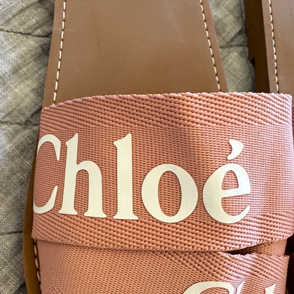 Chloe Pink Logo Slide Sandals - Picture 2 of 5